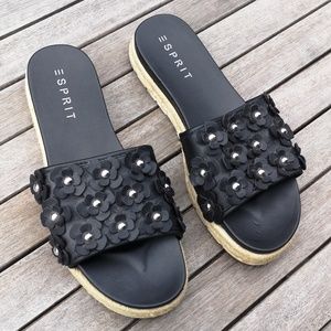 Esprit Black Floral Slide Sandals